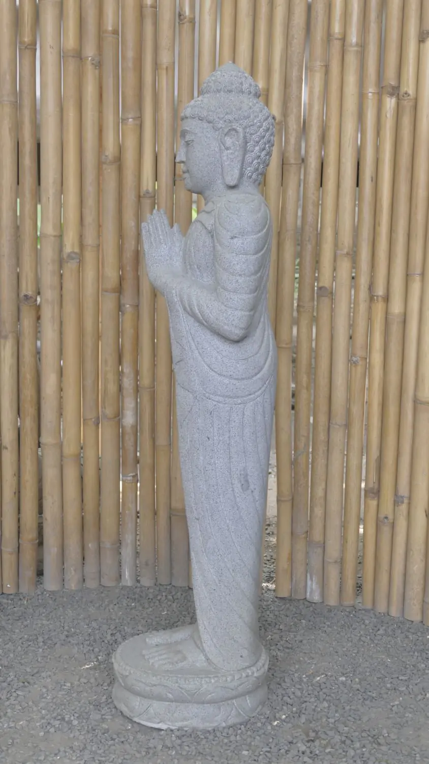  Product image 3 of the product “Standing Buddha made of Riverstone, position Namaskara , H. 125cm. ”